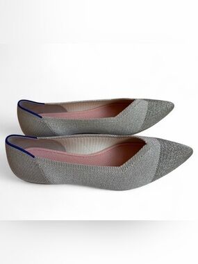 Rothy's Pointed Knit Flats in cream gold with Pink Lining